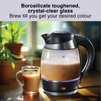 Hawkins Futura 1.8 Litre Electric Glass Kettle, 1300W Electric Hot Water Kettle for Tea, Coffee, Soup, Gargling, Black (FKTB1