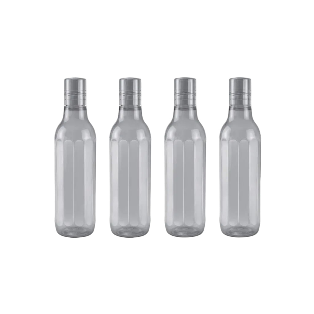 MILTON Prism 1000 Pet Water Bottle Set of 4, 1 Litre Each, Grey | BPA Free | 100% Leak Proof | Office | Gym | Home | Kitchen | Travel | Hiking | Treking