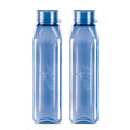 MILTON Prime Water Bottles Pack of 2, 1 Litre Each, Blue, Reusable Plastic Fridge Bottle Set, BPA Free and Leak Proof Waterbottles for School, Travel, Work