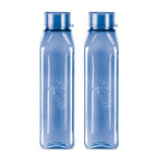 MILTON Prime Water Bottles Pack of 2, 1 Litre Each, Blue, Reusable Plastic Fridge Bottle Set, BPA Free and Leak Proof Waterbottles for School, Travel, Work