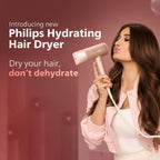 Philips Hydrating Hair Dryer | Water ions maintain 100% Hair strength | Mositure Rich Shine & Frizz Reduction | ThermoShield Sensors for customized drying | Powerful BLDC Motor, Wet to Dry in 3 Min | BHD833/10