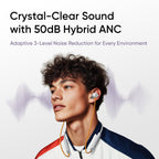 realme Buds Wireless 5 ANC in Ear Bluetooth Headphones,50dB ANC, 13.6mm Dynamic Bass Driver,360? Spatial Audio,45ms Low Latency,Upto 38hrs Playback,IP55 Rating,Dual Device Connection(Twilight Purple)