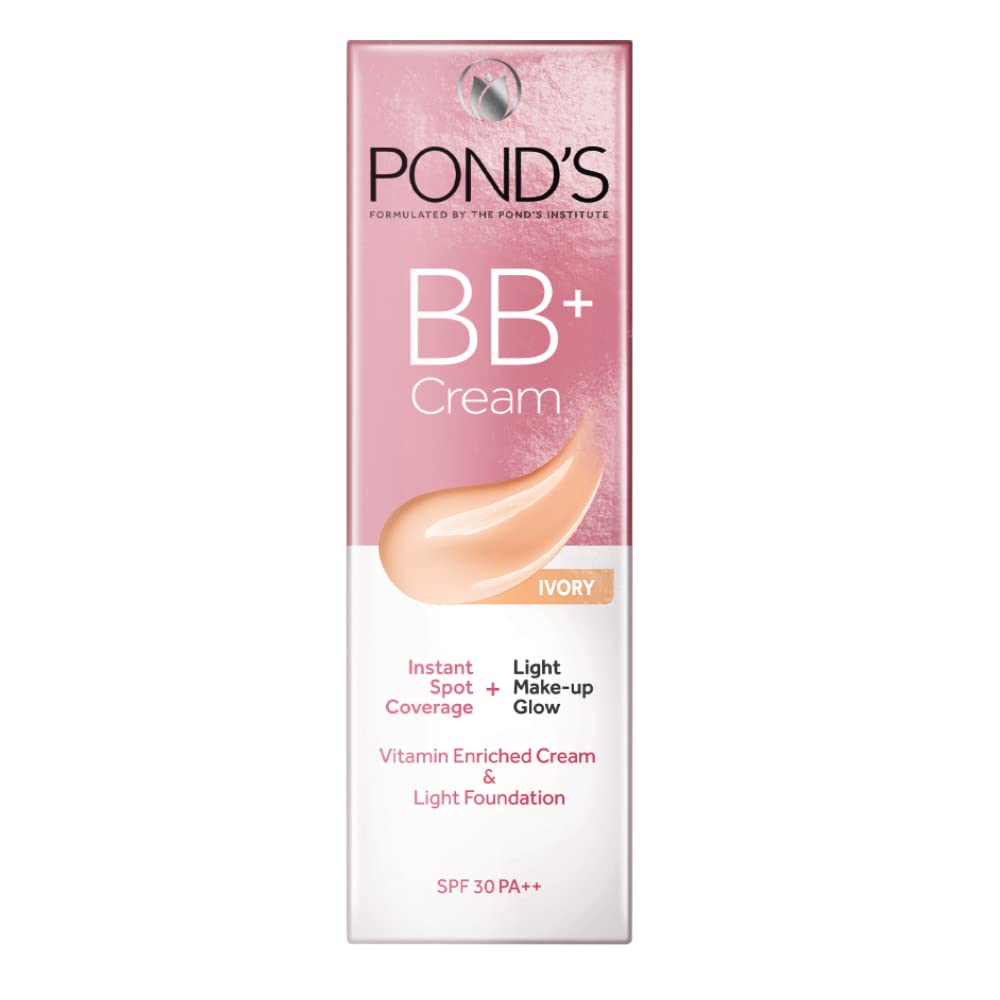 POND'S Bb+ Cream For All Skin Types,Ivory Lightweight Natural Foundation,18G,Pack Of 3