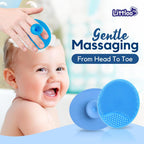 Littloo Gentle Scalp and Skin Soother Brush for Baby Cradle Cap - Soft Silicone Bristles for Safe and Effective Care - Blue (Pack of 2)