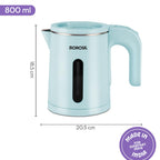 Borosil 800ml Eva Cool Touch Stainless Steel Electric Kettle | Made in India | 360° Rotating Base, Auto Cut-Off, Dry Boil Protection | Boil Water for Tea, Coffee & Soup | 1 Year Warranty