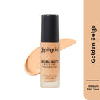 Pilgrim Medium Golden Beige Serum Liquid Foundation, Matte & Poreless,30 ml