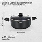 Prestige Omega Deluxe Granite Sauce Pan with Lid, 240mm