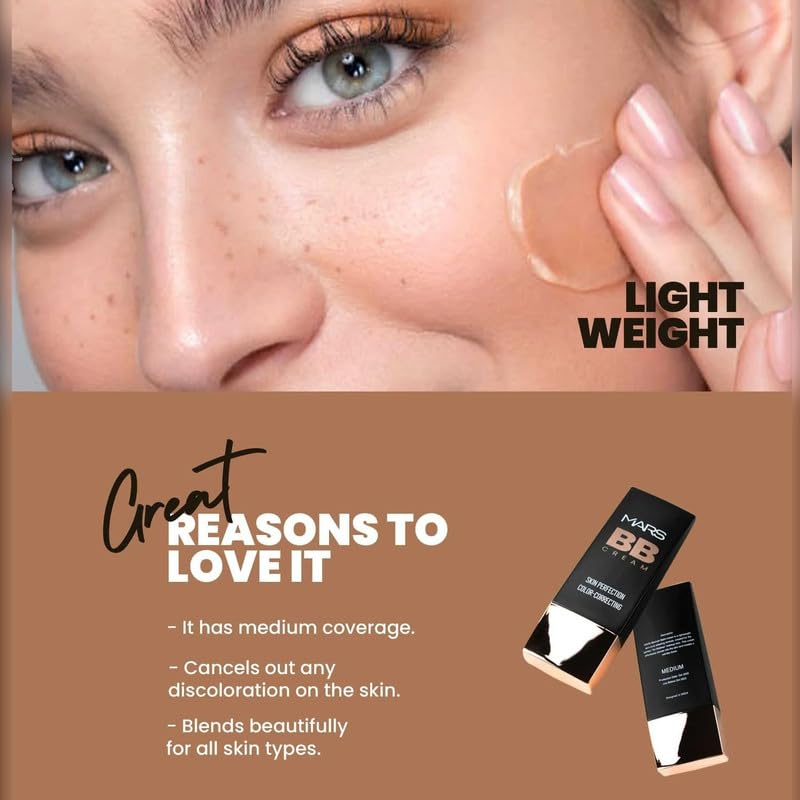 MARS BB Cream Lightweight Foundation | Blendable BB Cream for Women,30ml