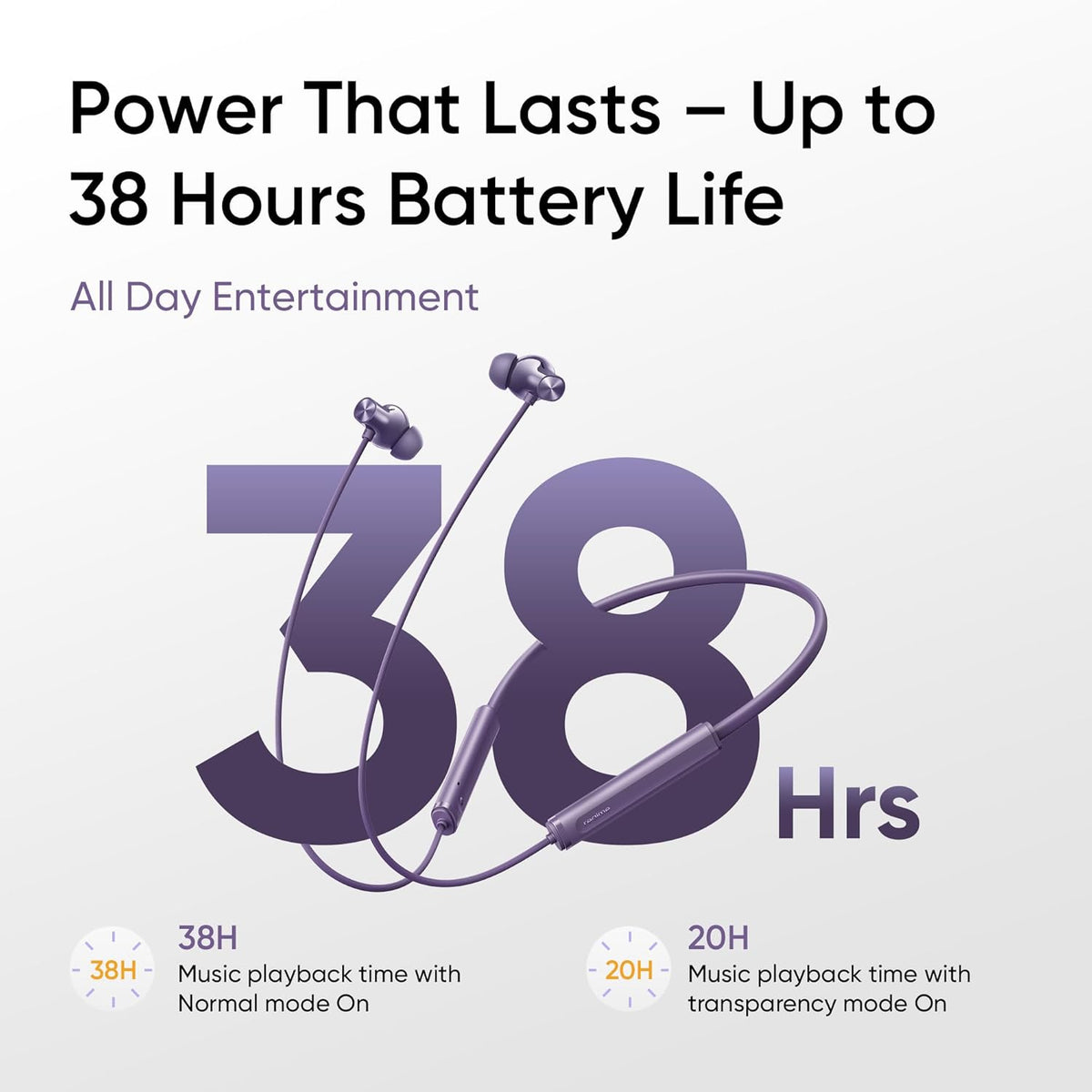 realme Buds Wireless 5 ANC in Ear Bluetooth Headphones,50dB ANC, 13.6mm Dynamic Bass Driver,360? Spatial Audio,45ms Low Latency,Upto 38hrs Playback,IP55 Rating,Dual Device Connection(Twilight Purple)