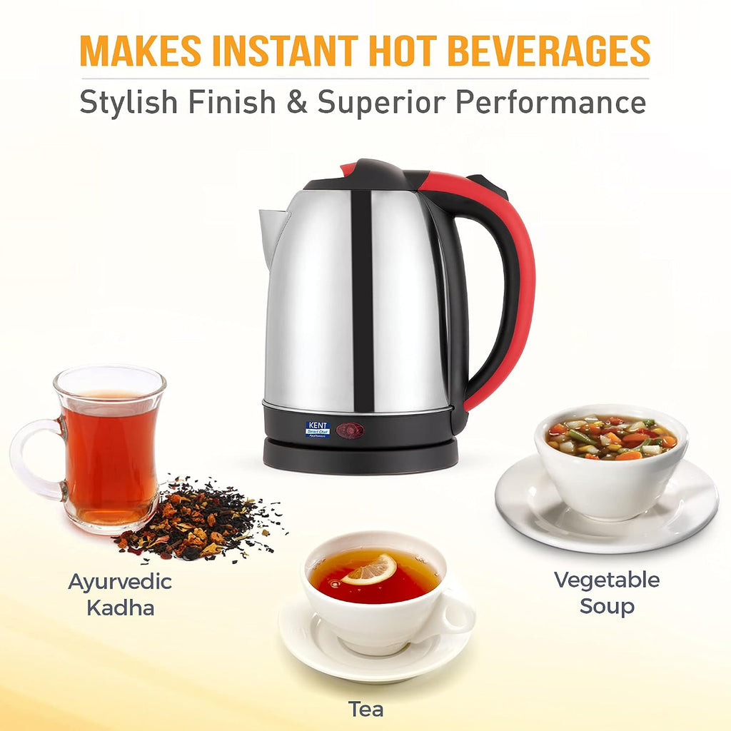 KENT 16099 Glory Electric Steel Kettle 1.8 L 1500 W | Stainless Steel body | Auto Shut-Off | 360° Rotating Base | 1 Year Warranty