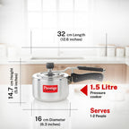 Prestige 1.5Litre Aluminium Nakshatra Svachh Innerlid Pressure Cooker|Deep lid for spillage control|Virgin Aluminium|Gas Compatible|Metallic Safety Plug|Sturdy Handles|5 Years warranty|ISI Certified