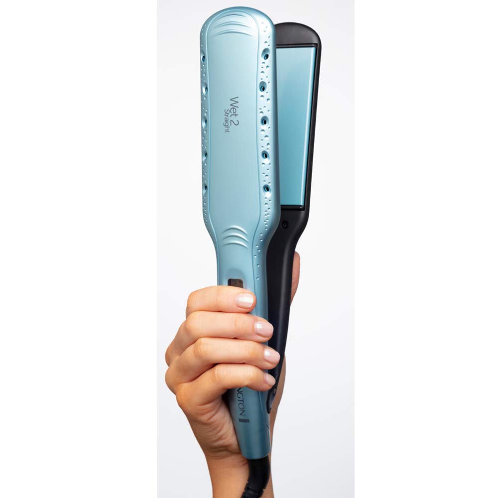 Remington S7350 Wet2straight Wide Plate Hair Straightener | For Wet & Dry Use, Drying & Straightening Hair, Argan Oil Care and Vitamin E | Heat-Activated Anti-Frizz Micro Active Ingredients, 140-230°C| 5 Year Guarantee