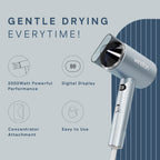 Winston Digital Smart Ionic Hair Dryer 2000 Watts Fast Drying with LED Display, Dual Speed & Heat Settings, All Hair Types, Lightweight