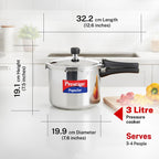 Prestige Popular Stainless Steel Outer Lid Pressure Cooker, 3 Litres, Silver
