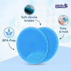 Littloo Gentle Scalp and Skin Soother Brush for Baby Cradle Cap - Soft Silicone Bristles for Safe and Effective Care - Blue (Pack of 2)