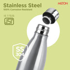 Milton Duo DLX 1000 Thermosteel 24 Hours Hot and Cold Water Bottle, 1 Litre, Silver