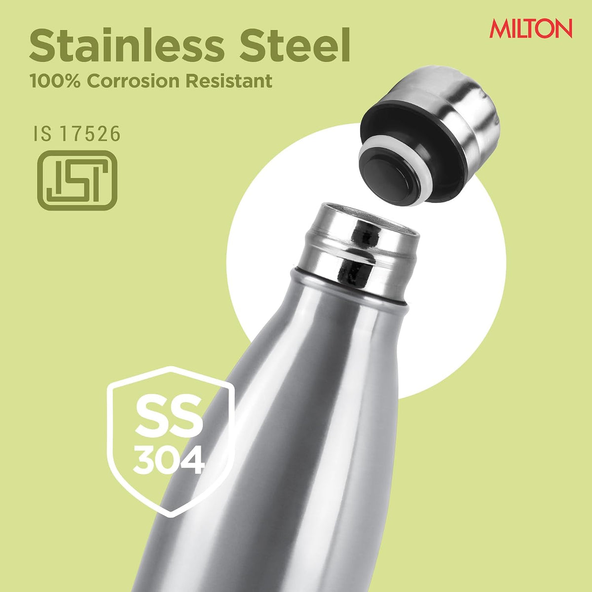 Milton Duo DLX 1000 Thermosteel 24 Hours Hot and Cold Water Bottle, 1 Litre, Silver