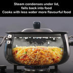 Hawkins Futura 8 Litre BigBoy Biryani Handi, Nonstick Pot with Hard Anodised Lid, Sauce Pan for Cooking and Serving Biriyani, Black (NBH8)