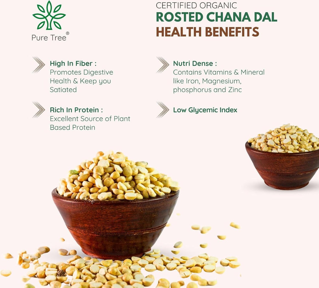 Pure Tree Certified Organic Rosted Chana Dal | 350 g