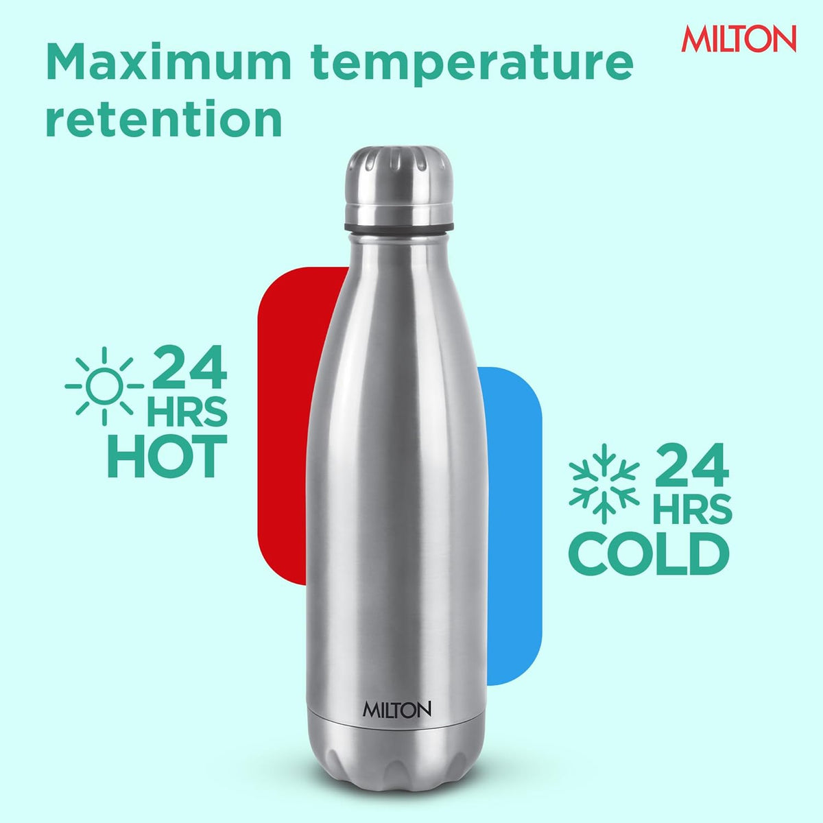 Milton Duo DLX 1000 Thermosteel 24 Hours Hot and Cold Water Bottle, 1 Litre, Silver