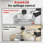 Prestige 1.5Litre Aluminium Nakshatra Svachh Innerlid Pressure Cooker|Deep lid for spillage control|Virgin Aluminium|Gas Compatible|Metallic Safety Plug|Sturdy Handles|5 Years warranty|ISI Certified