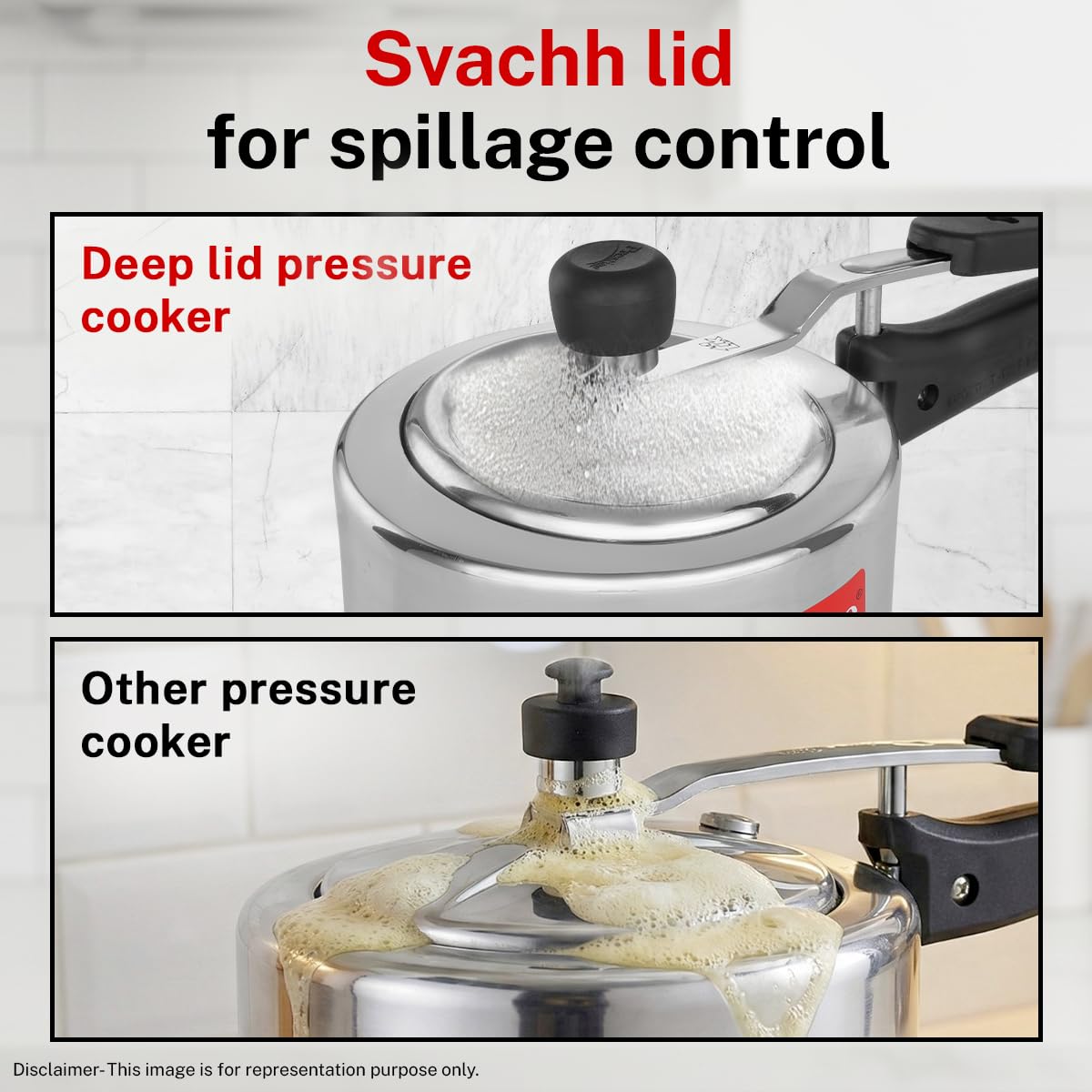 Prestige 1.5Litre Aluminium Nakshatra Svachh Innerlid Pressure Cooker|Deep lid for spillage control|Virgin Aluminium|Gas Compatible|Metallic Safety Plug|Sturdy Handles|5 Years warranty|ISI Certified