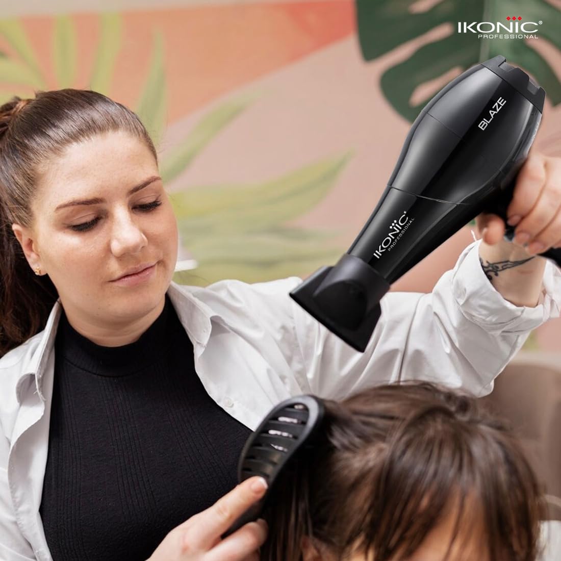 Ikonic Professional Blaze Hair Dryer 1800 Watts-2000 Watts 3 Heat And 2 Speed Setting Combination Powerful Ac Motor Comes With 2 Interchangeable Nozzles, For Both Men And Women, Suitable For All Hair Types, 1 Yr Warranty Black