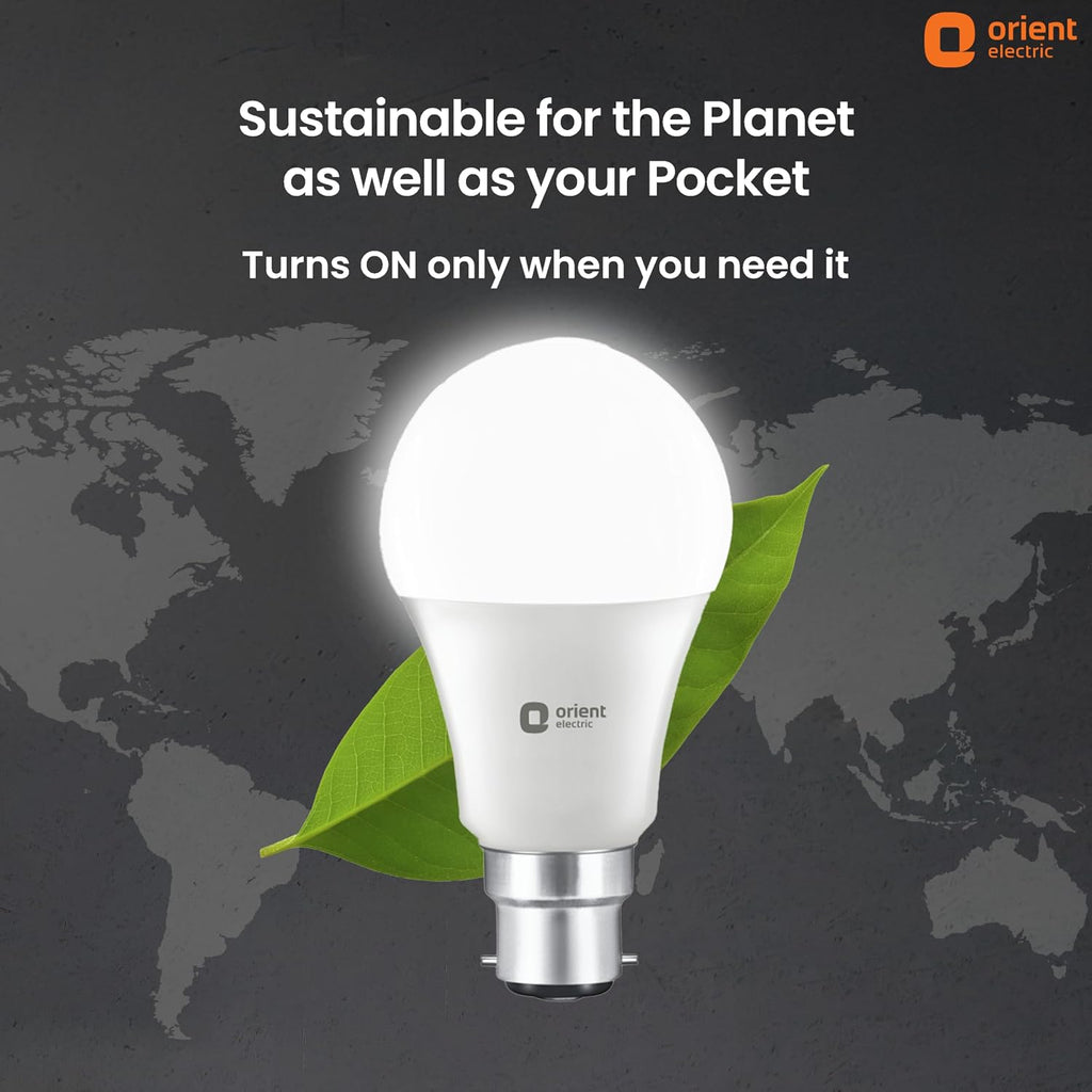 Orient Electric Motion Sensor Motion Sensor Energy Saving Automatic On/Off 10W LED Bulb, 6500K (Pack of 2)