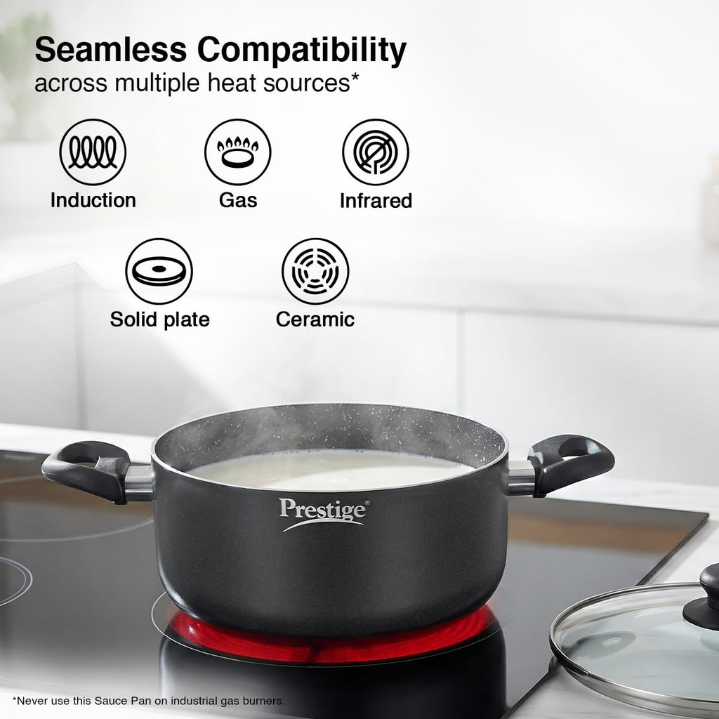 Prestige Omega Deluxe Granite Sauce Pan with Lid, 240mm