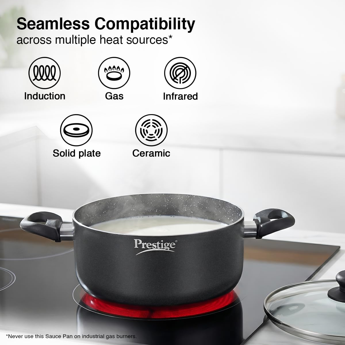Prestige Omega Deluxe Granite Sauce Pan with Lid, 240mm