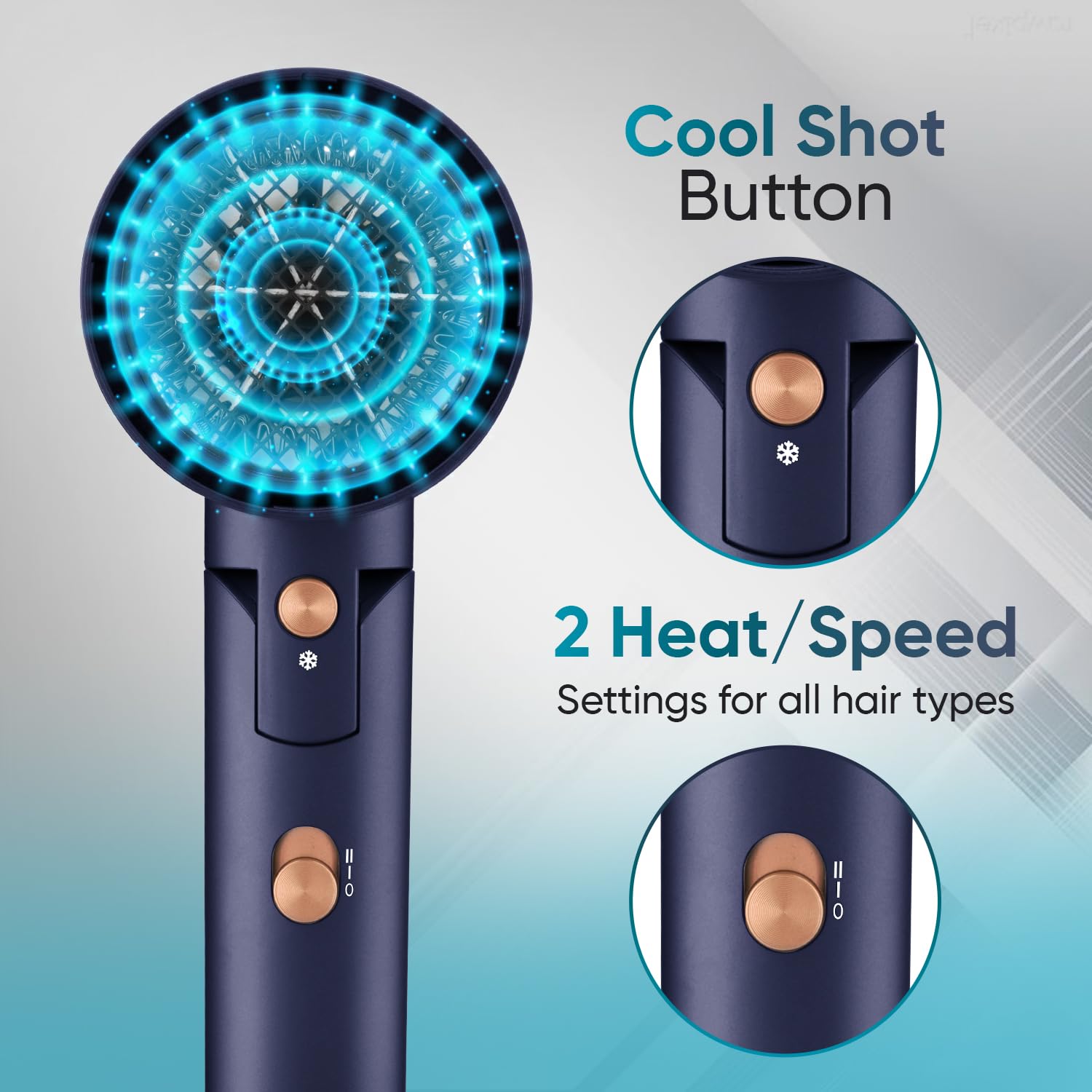 Vega Ionic 1200-1400W Foldable Hair Dryer for Men and Women, Quick & Fast Drying with Ionic Technology & 2 Heat/Speed Settings (Low & High), Cool Shot Button, Detachable Nozzle, Blow Dryer (VHDH-35)