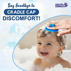 Littloo Gentle Scalp and Skin Soother Brush for Baby Cradle Cap - Soft Silicone Bristles for Safe and Effective Care - Blue (Pack of 2)