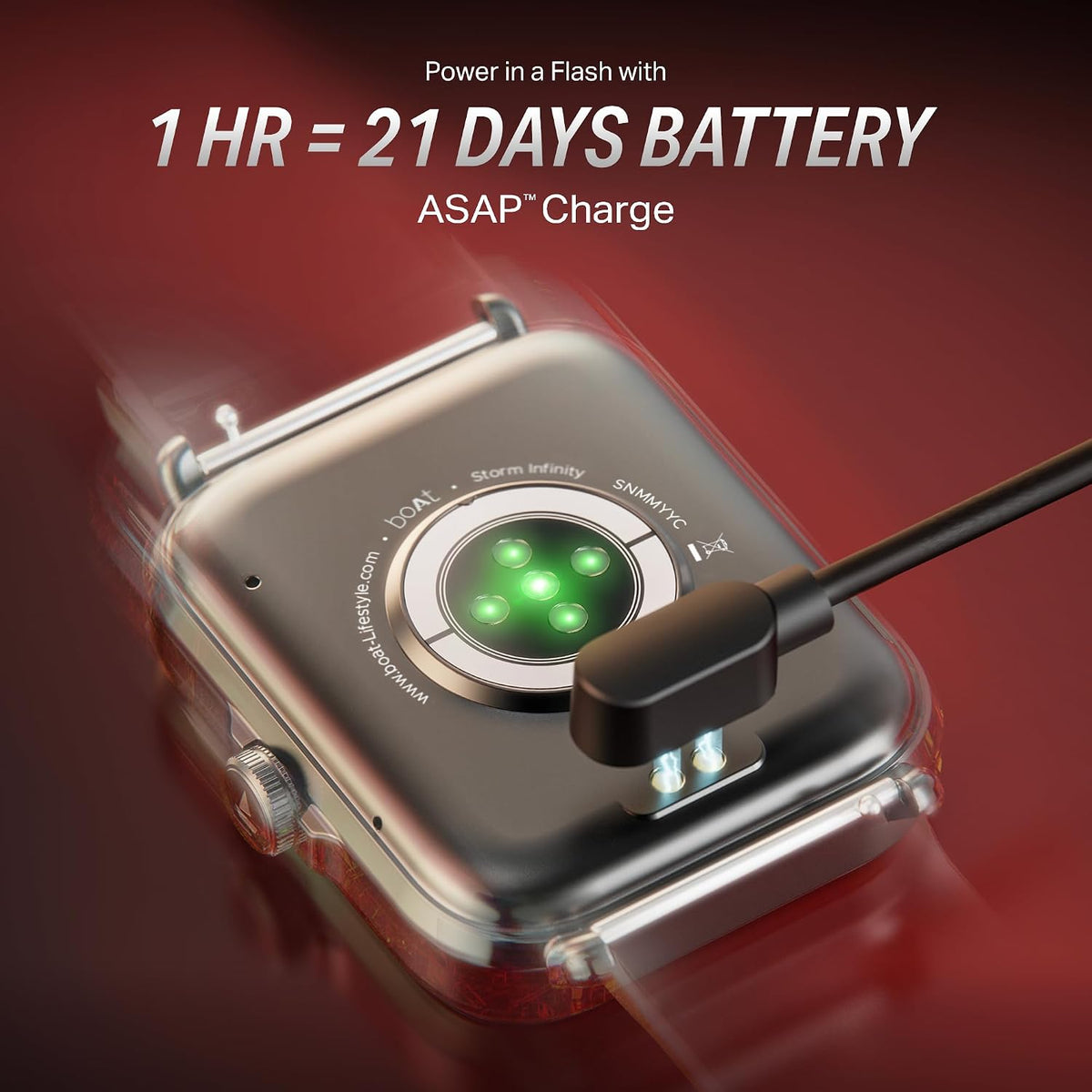 boAt Storm Infinity w/21 Days Extensive Battery Life, BT Calling, Huge 550mAh Battery, Fast Charge, 1.83” (4.65cm) Display, HR, SpO2 & Sleep Tracking, Smart Watch for Men & Women (Sports Black)