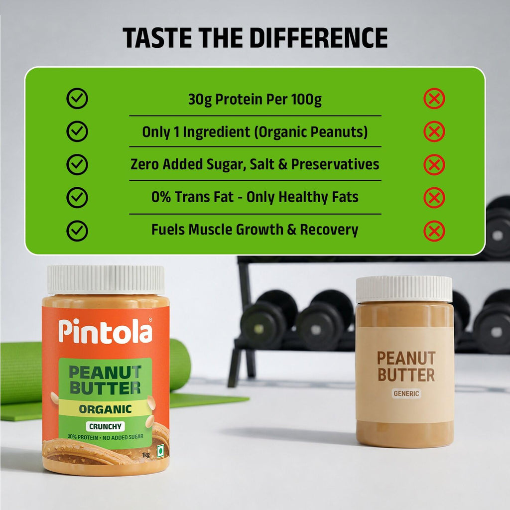 Pintola Organic Unsweetened Peanut Butter Crunchy 1kg