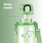 MILTON Regan 850 2-in-1 Lid Sip or Gulp Water Bottle | Sturdy Handle And Strap I BPA Free| Food-Grade | One-Touch Open | Leak-Proof | Ideal for Office, School, College, Gym | 836ml, Green