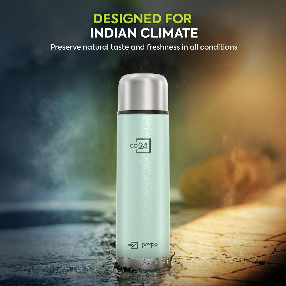 Stainless Steel Water Bottle Flamingo Sea Green 1000ml
