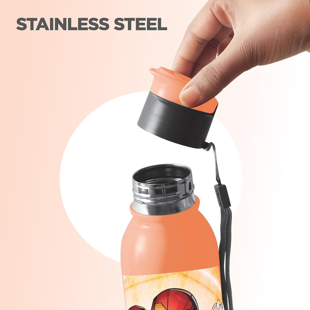MILTON Marvel Caper 1000 Stainless Steel Water Bottle 870 ml, Single Walled, ISI Certified I Leak Proof Lid, Rust Proof I For School, Office, Gym I Orange