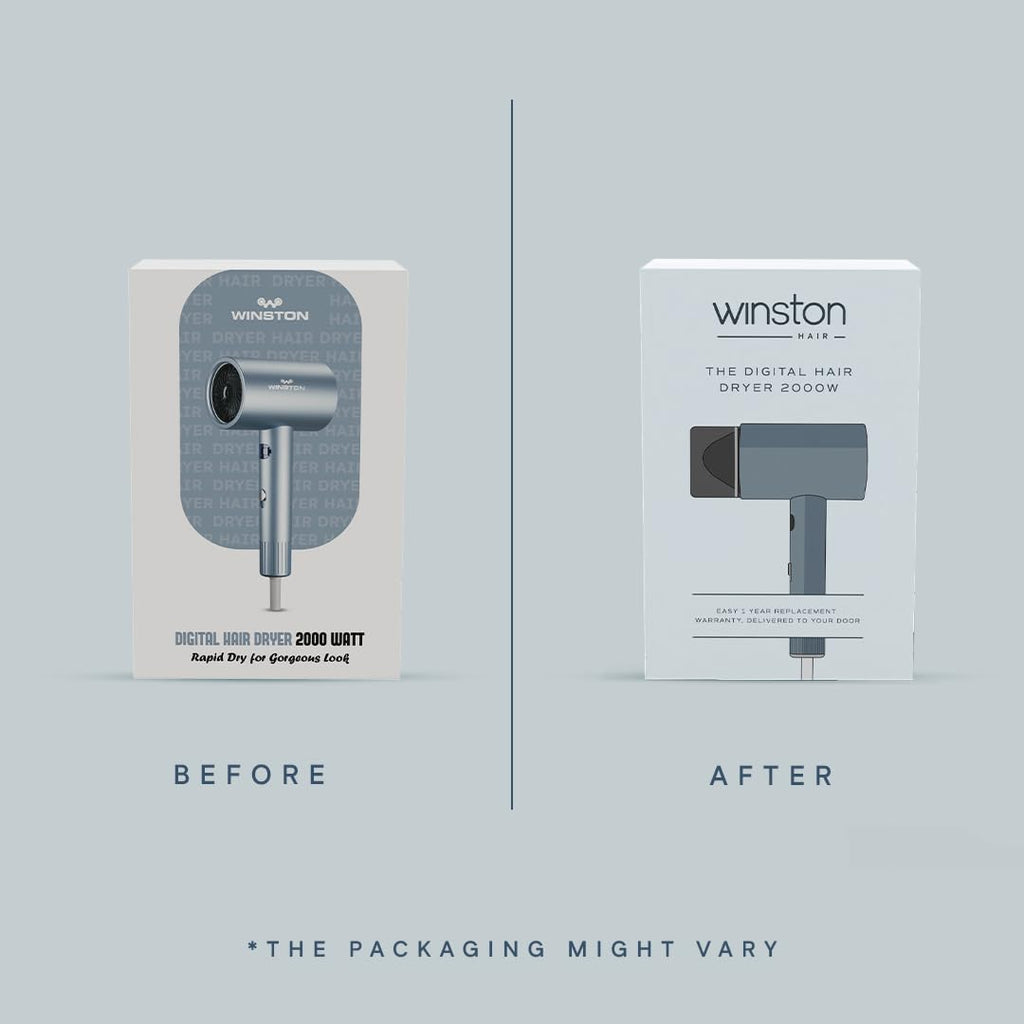 Winston Digital Smart Ionic Hair Dryer 2000 Watts Fast Drying with LED Display, Dual Speed & Heat Settings, All Hair Types, Lightweight
