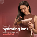 Philips Hydrating Hair Dryer | Water ions maintain 100% Hair strength | Mositure Rich Shine & Frizz Reduction | ThermoShield Sensors for customized drying | Powerful BLDC Motor, Wet to Dry in 3 Min | BHD833/10