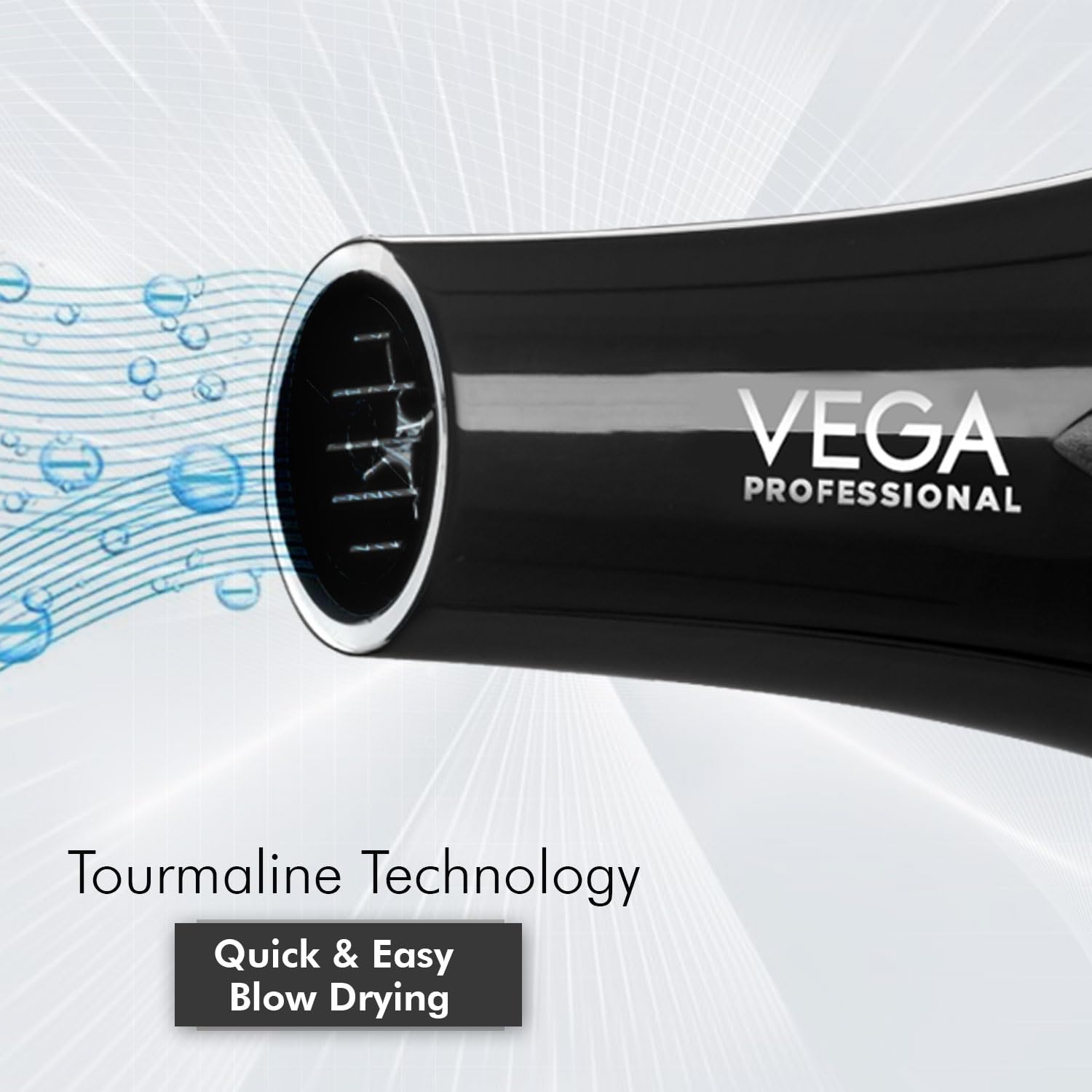VEGA PROFESSIONAL Pro Dry 2000 Watts Hair Dryer with Diffuser & Nozzle Attachments for Every Day Styling at Home| Cool Shot Button and Combination of 4 Heat & 2 Speed Settings, Black, (VPVHD-13)