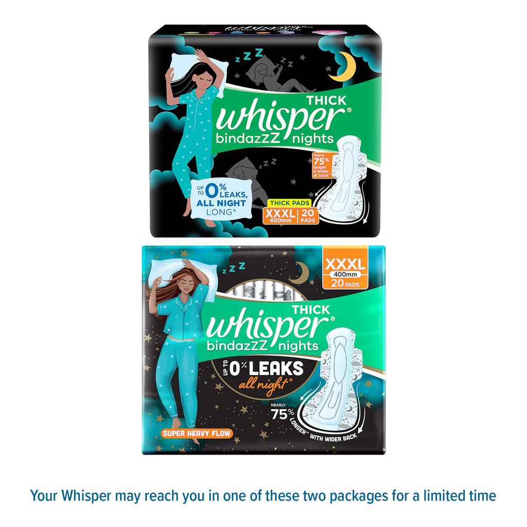 Whisper bindazzz Nights Pads For Women, XXX-Large Pack of 20 pads