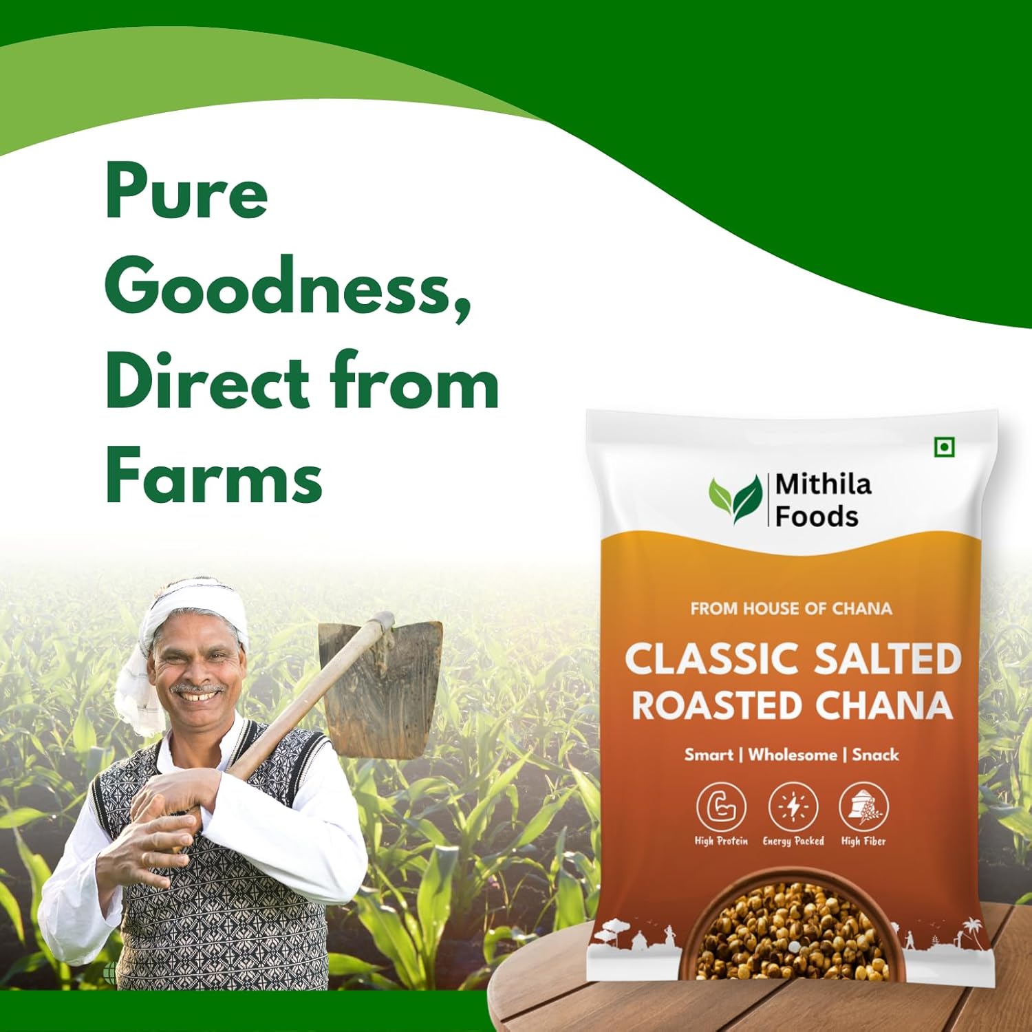 MITHILA FOODS 1 kg Roasted Chana Desi Chickpeas