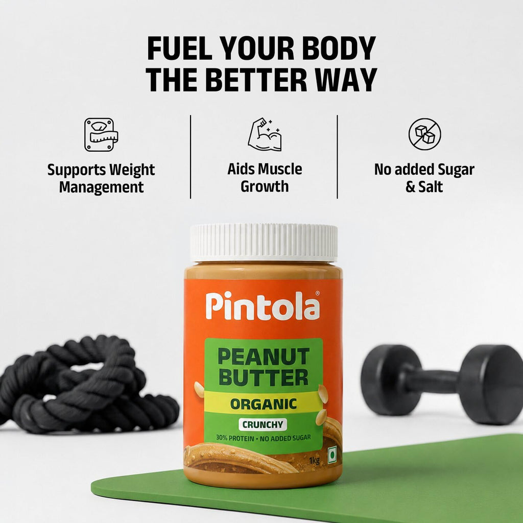 Pintola Organic Unsweetened Peanut Butter Crunchy 1kg