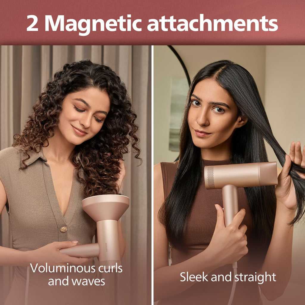 Philips Hydrating Hair Dryer | Water ions maintain 100% Hair strength | Mositure Rich Shine & Frizz Reduction | ThermoShield Sensors for customized drying | Powerful BLDC Motor, Wet to Dry in 3 Min | BHD833/10