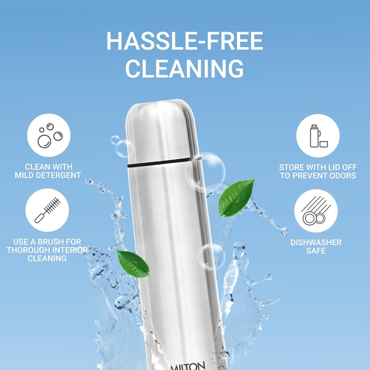 Milton Flip Lid 1000 Thermosteel Water Bottle 1 LTR, 24 Hr Hot and Cold I Leak Proof Lid, ISI Certified I Vacuum Insulated I for Office, Gym, School I Silver