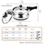 Milton Pro Cook Induction Cookware & Gas Stove Friendly Triply Stainless Steel Curve Pressure Cooker 1.5 Litre With Dual Lid | Outer Lid & Glass Lid | Gasket Release System | 5 Year Warranty | Silver