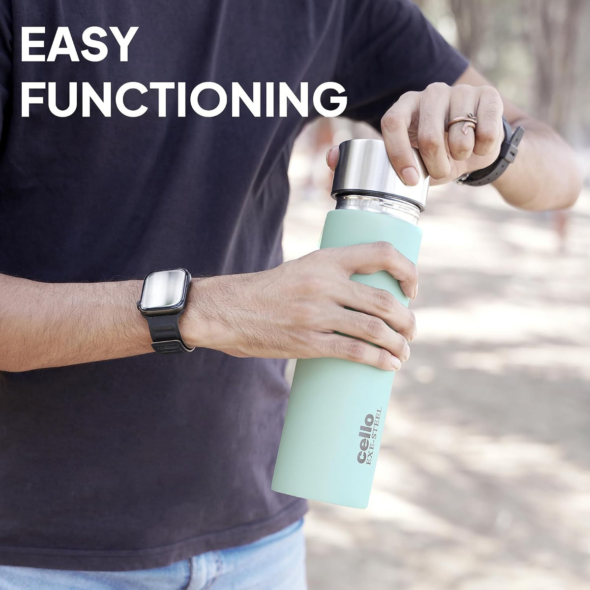 CELLO H2O Matt Stainless Steel Water Bottle for Office & Daily Use 1000ml Light Green | Single Wall Freezer & Fridge Safe, Lightweight Stylish Leakproof Rustproof Steel Water Bottle for School Travel
