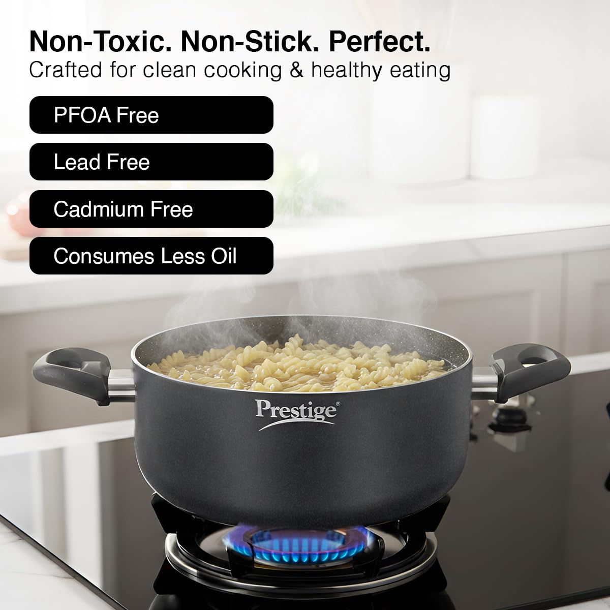 Prestige Omega Deluxe Granite Sauce Pan with Lid, 240mm