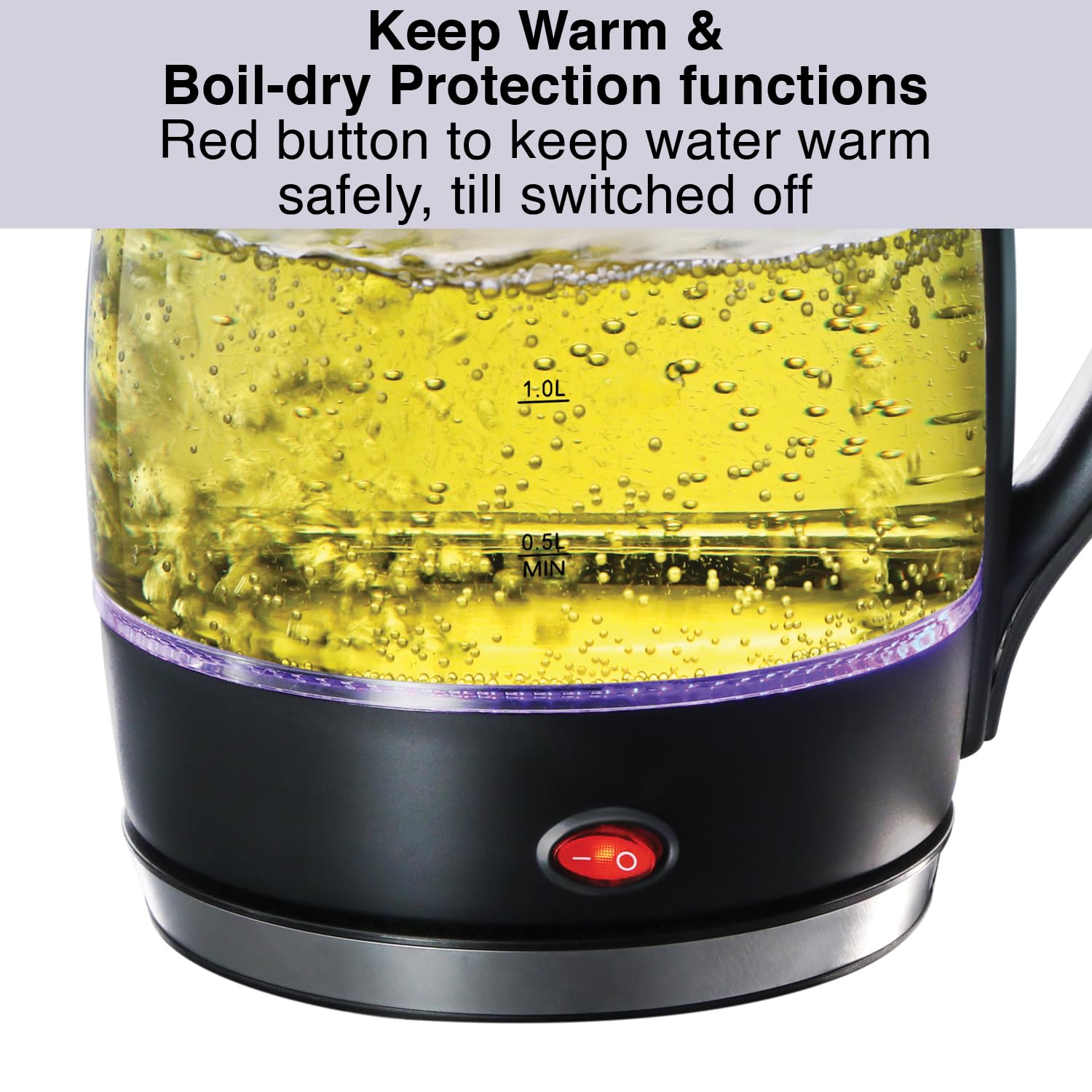 Hawkins Futura 1.8 Litre Electric Glass Kettle, 1300W Electric Hot Water Kettle for Tea, Coffee, Soup, Gargling, Black (FKTB1