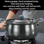 Hawkins Futura 8 Litre BigBoy Biryani Handi, Nonstick Pot with Hard Anodised Lid, Sauce Pan for Cooking and Serving Biriyani, Black (NBH8)